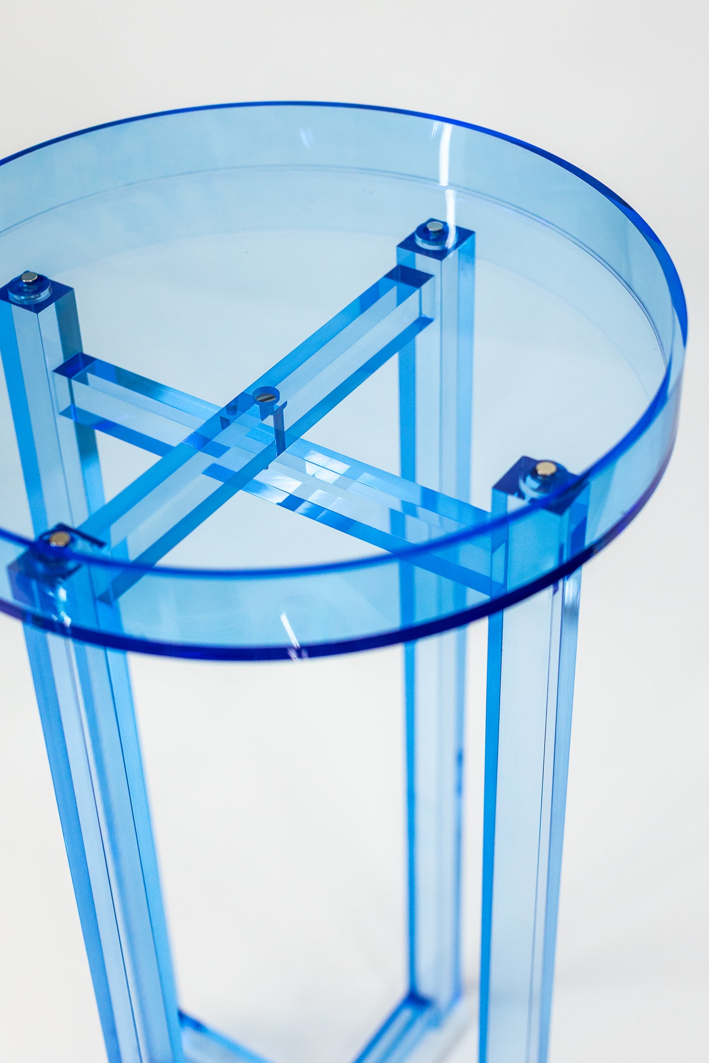 Lucite Side Table (with removable tray) in Blue