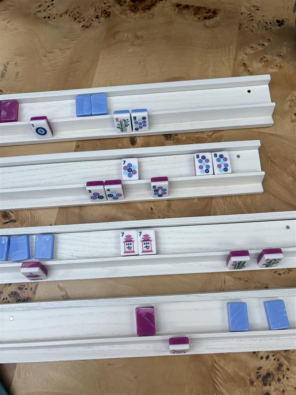 Imperfect White Wooden Mahjong Rack & Pusher Set (FINAL SALE)