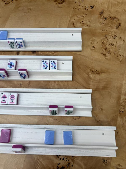 Imperfect White Wooden Mahjong Rack & Pusher Set (FINAL SALE)