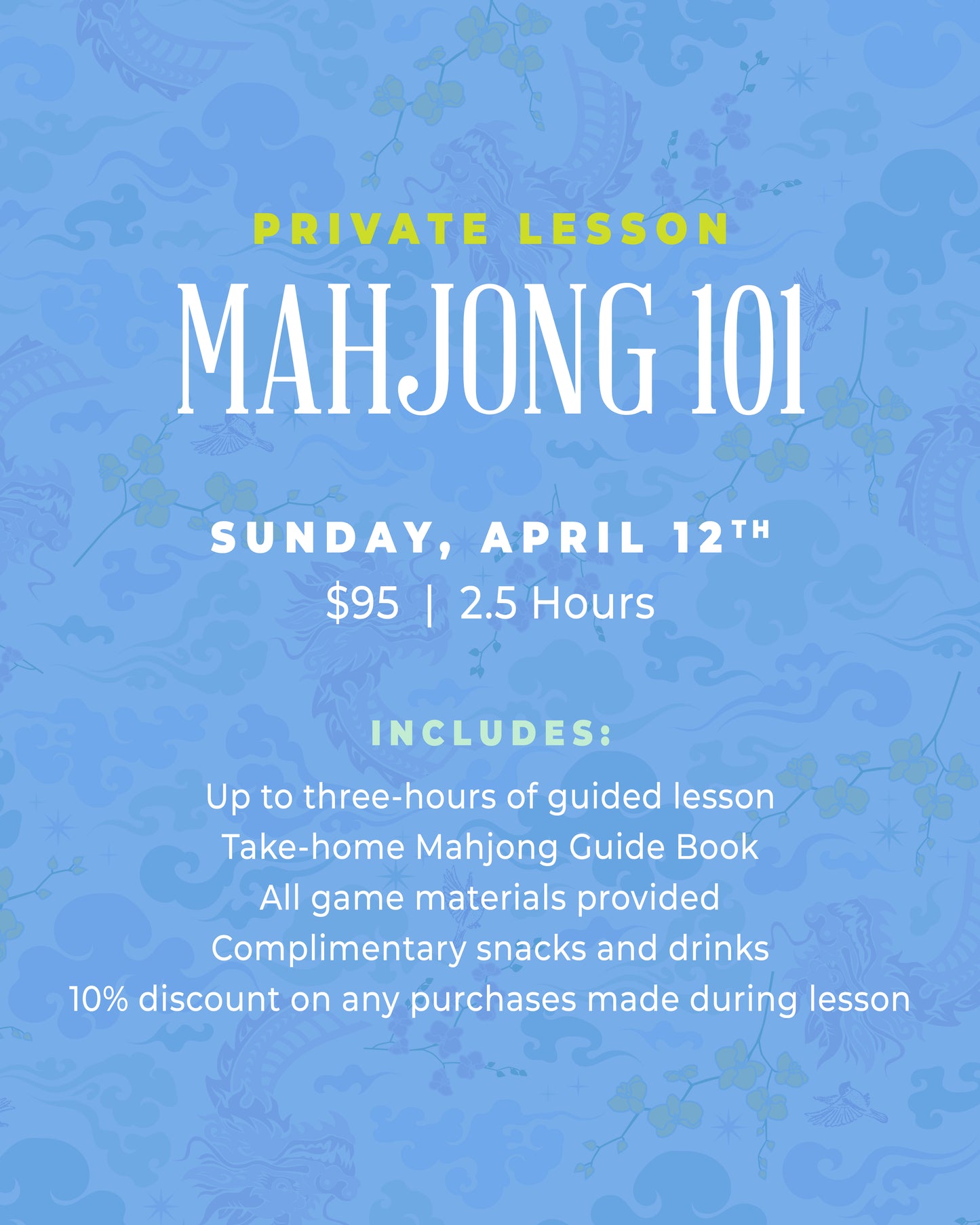 Mahjong 101 Private Lesson - April 12