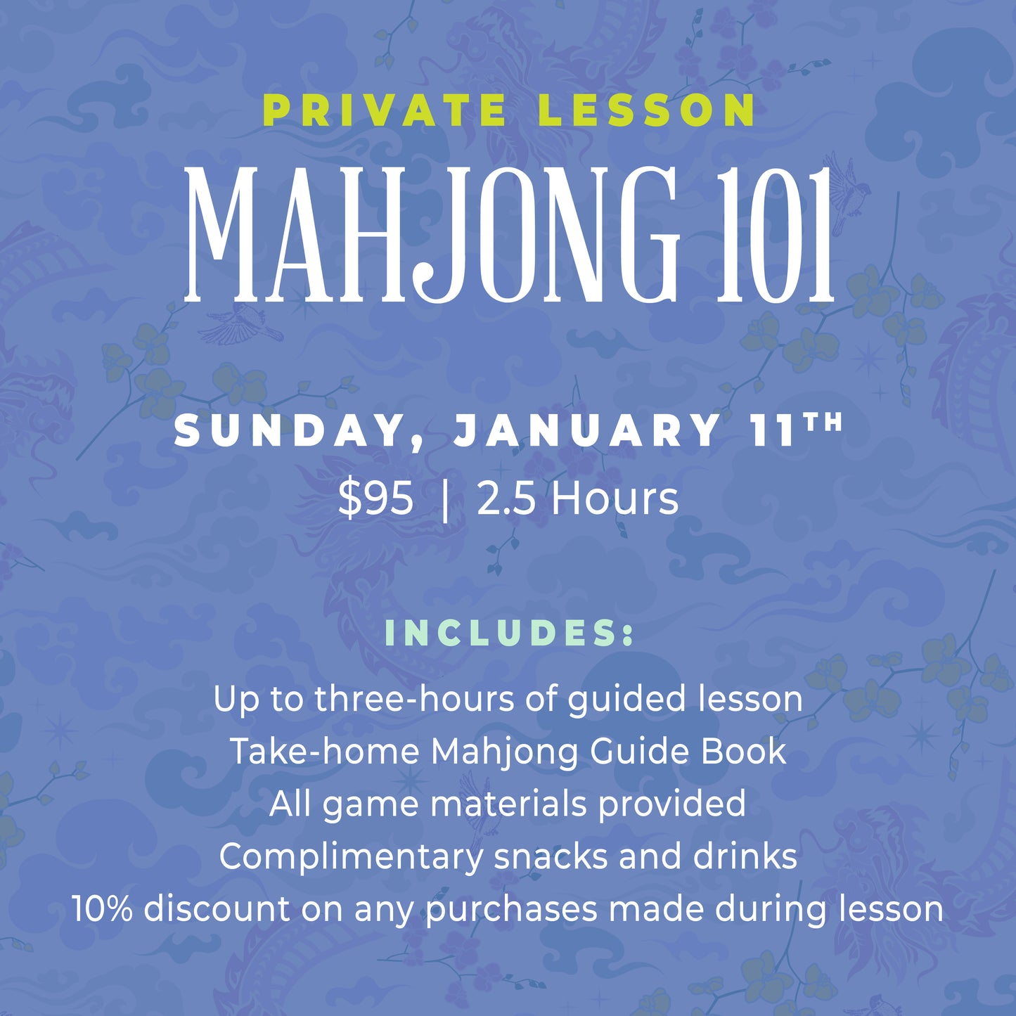 Mahjong 101 Private Lesson - January 11