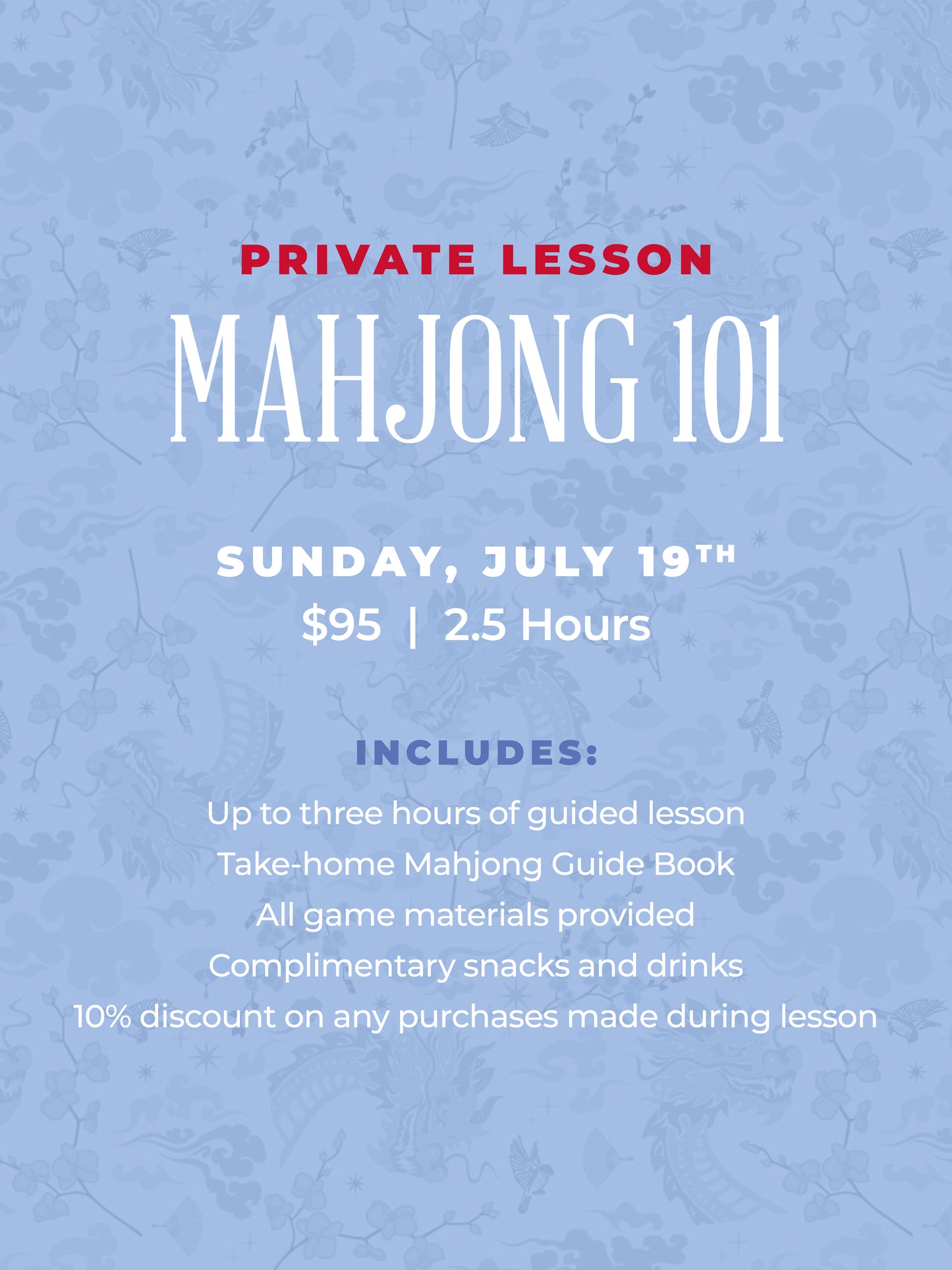 Mahjong 101 Private Lesson - July 19