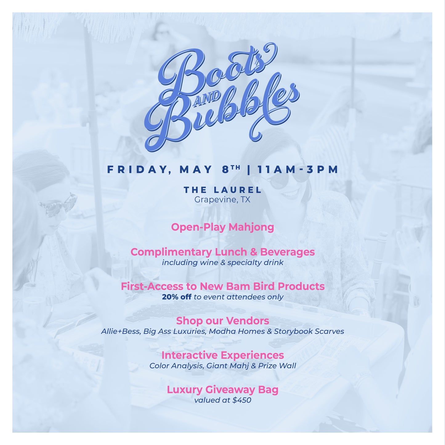 Boots & Bubbles: A Mother's Day Mahjong Affair