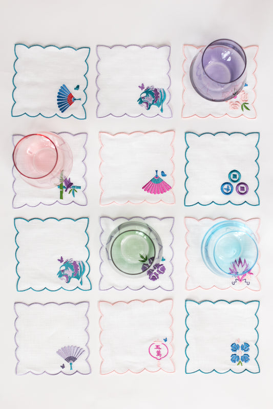 Scalloped Linen Cocktail Napkins