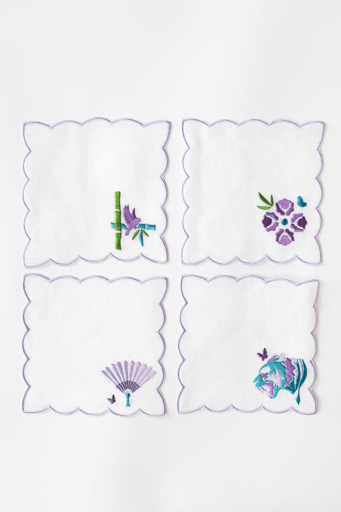 Scalloped Linen Cocktail Napkins