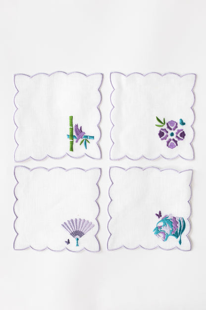 Scalloped Linen Cocktail Napkins
