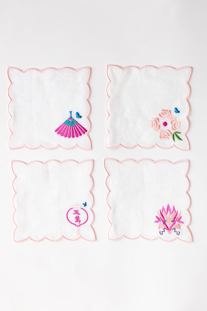 Scalloped Linen Cocktail Napkins