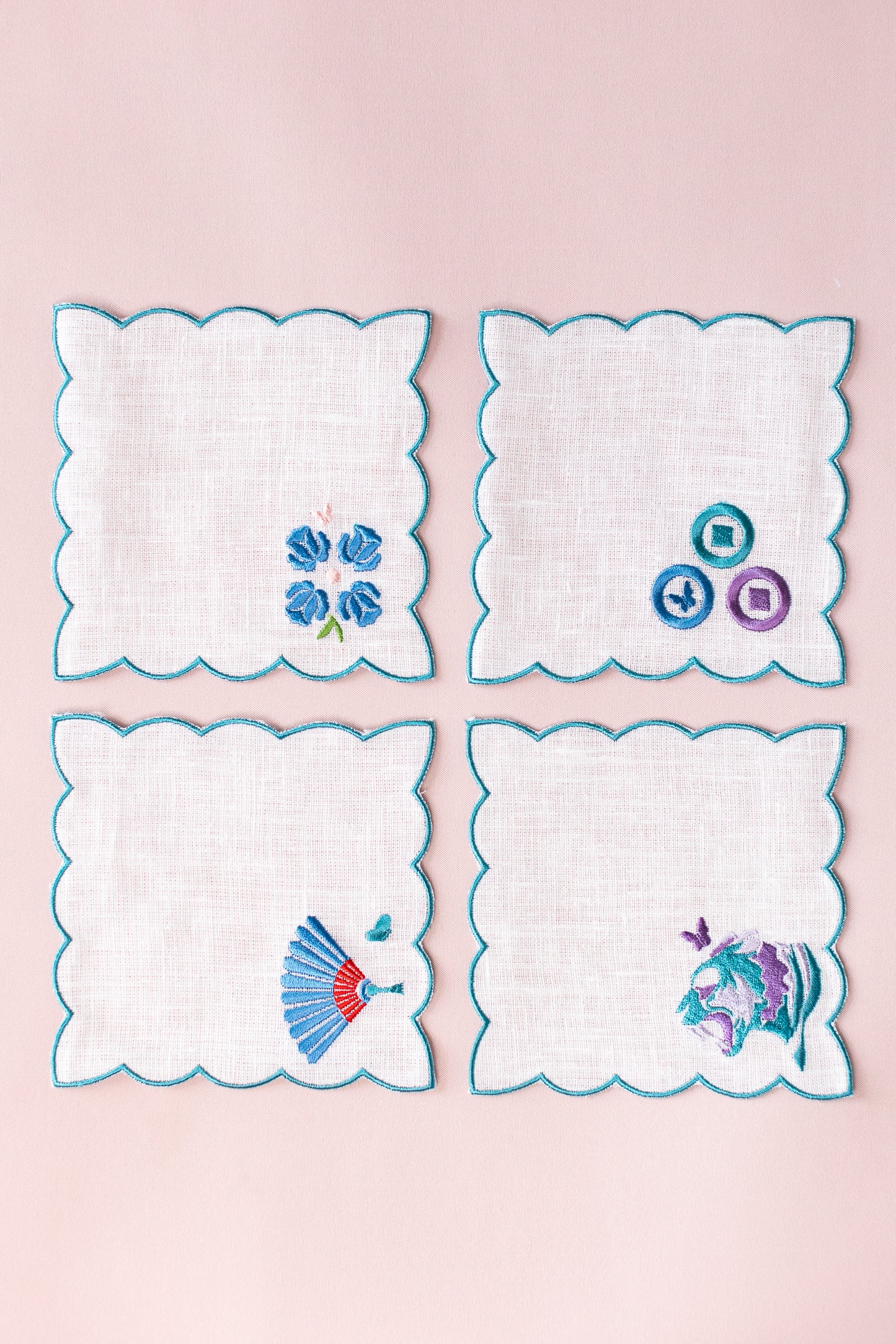 Scalloped Linen Cocktail Napkins