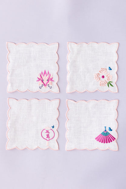 Scalloped Linen Cocktail Napkins