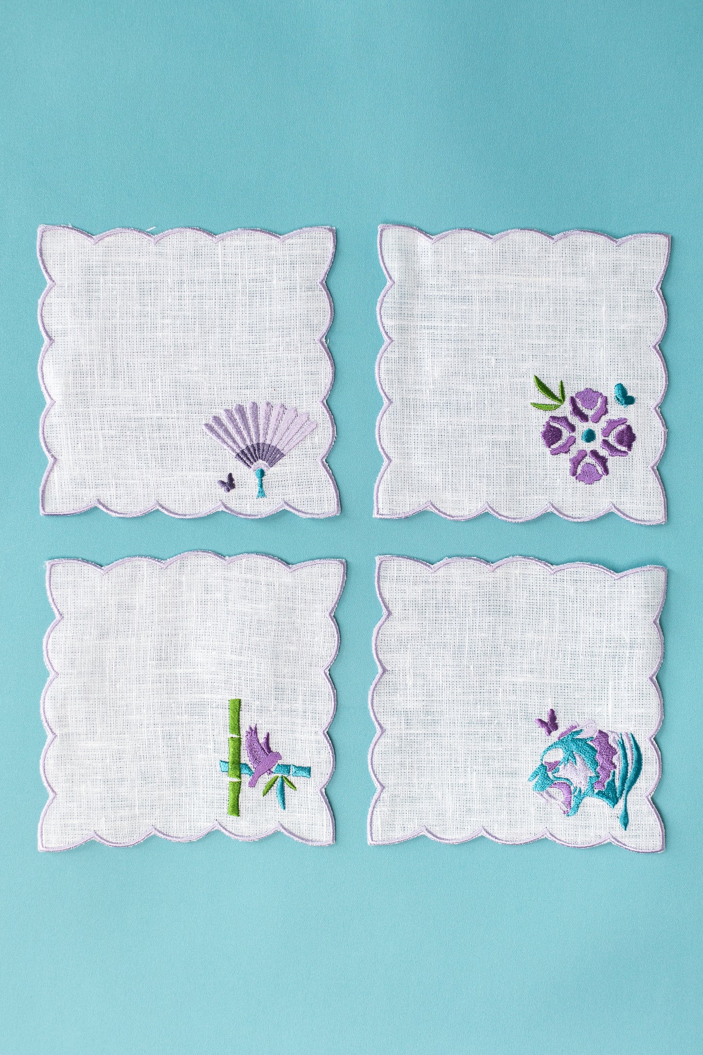 Scalloped Linen Cocktail Napkins