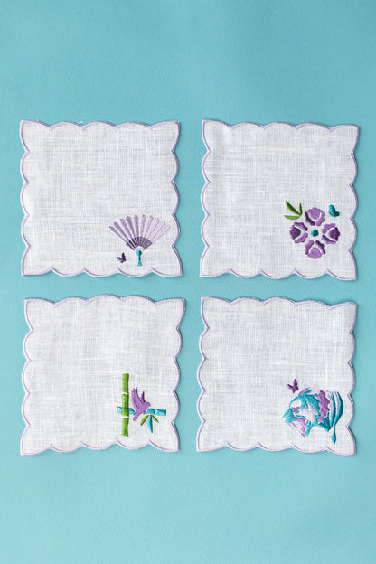 Scalloped Linen Cocktail Napkins