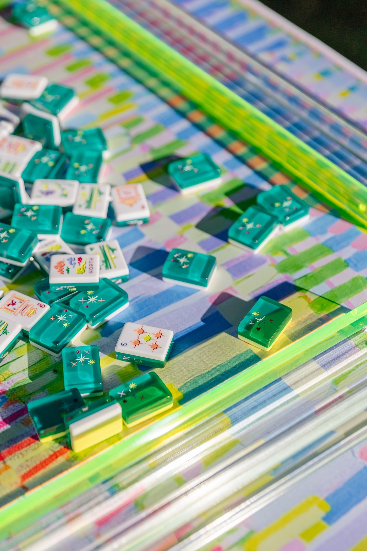 Bright Abstract Neoprene Mahjong Mat – Bam Bird Boutique