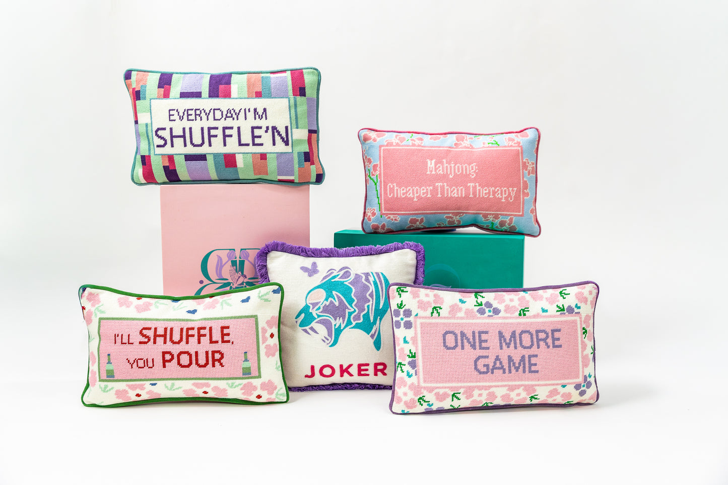 Mahjong Needlepoint Pillow