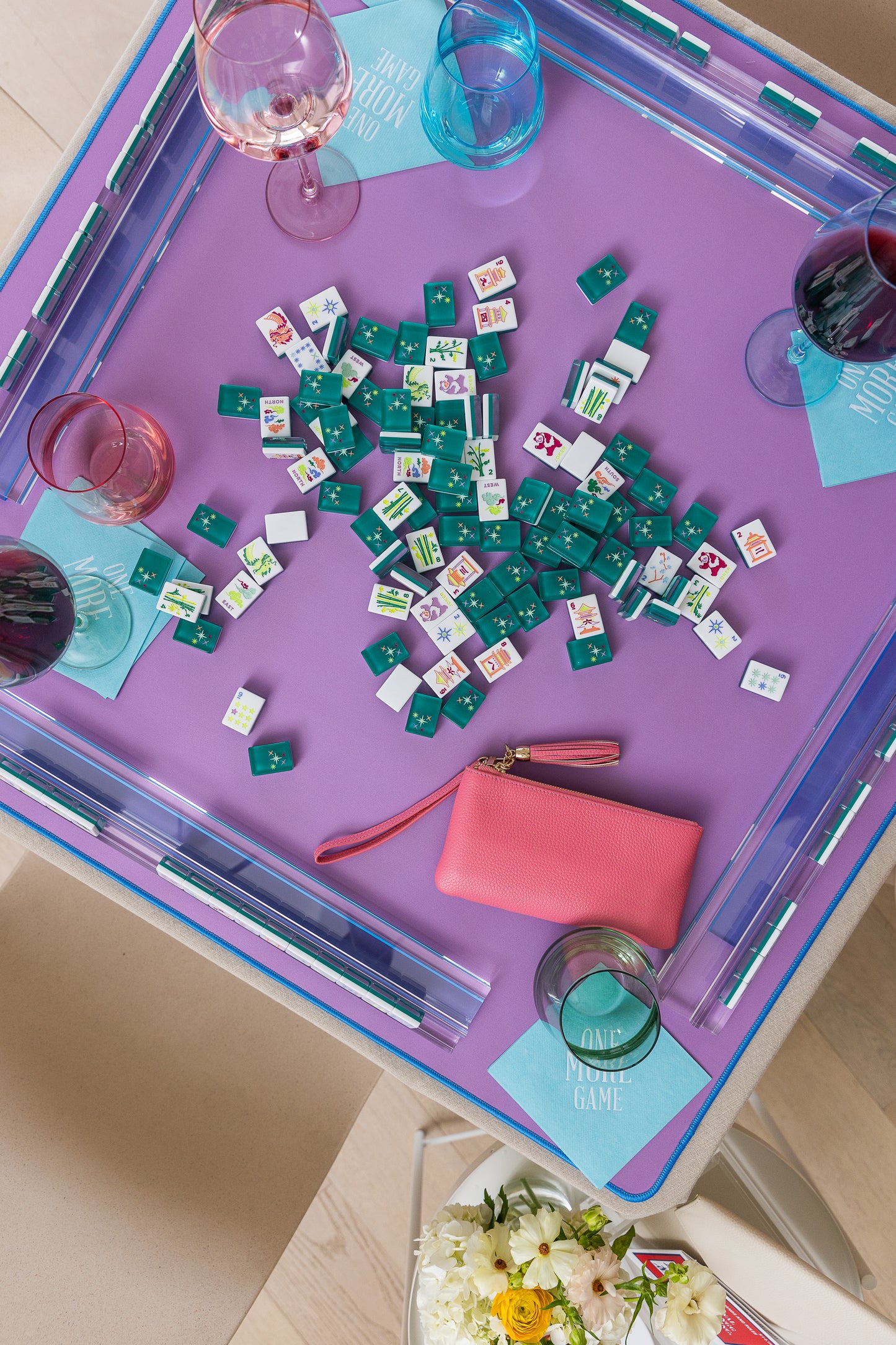 Lucite Mahjong Rack & Pusher Set