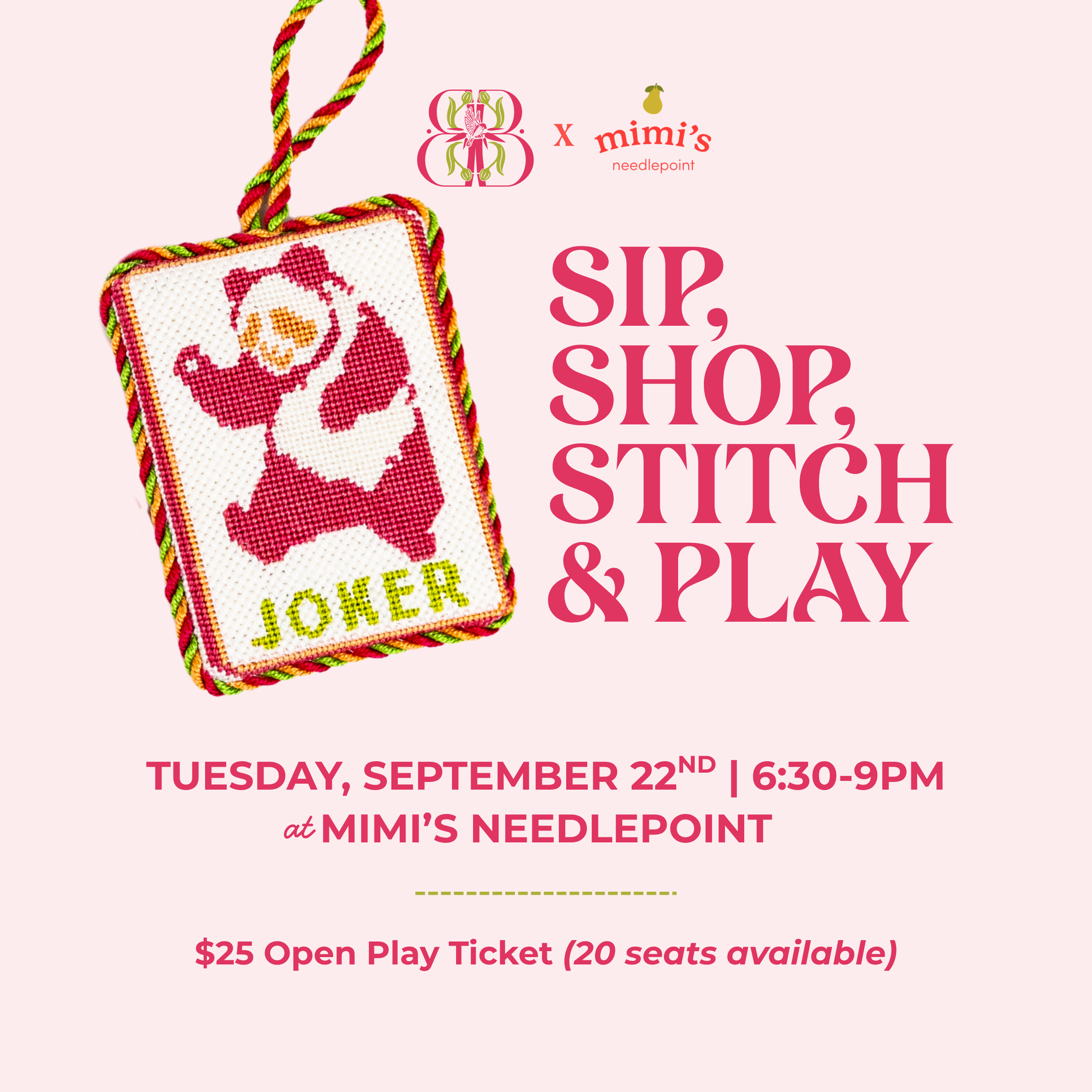 Mimi's Needlepoint Collab Sip & Shop