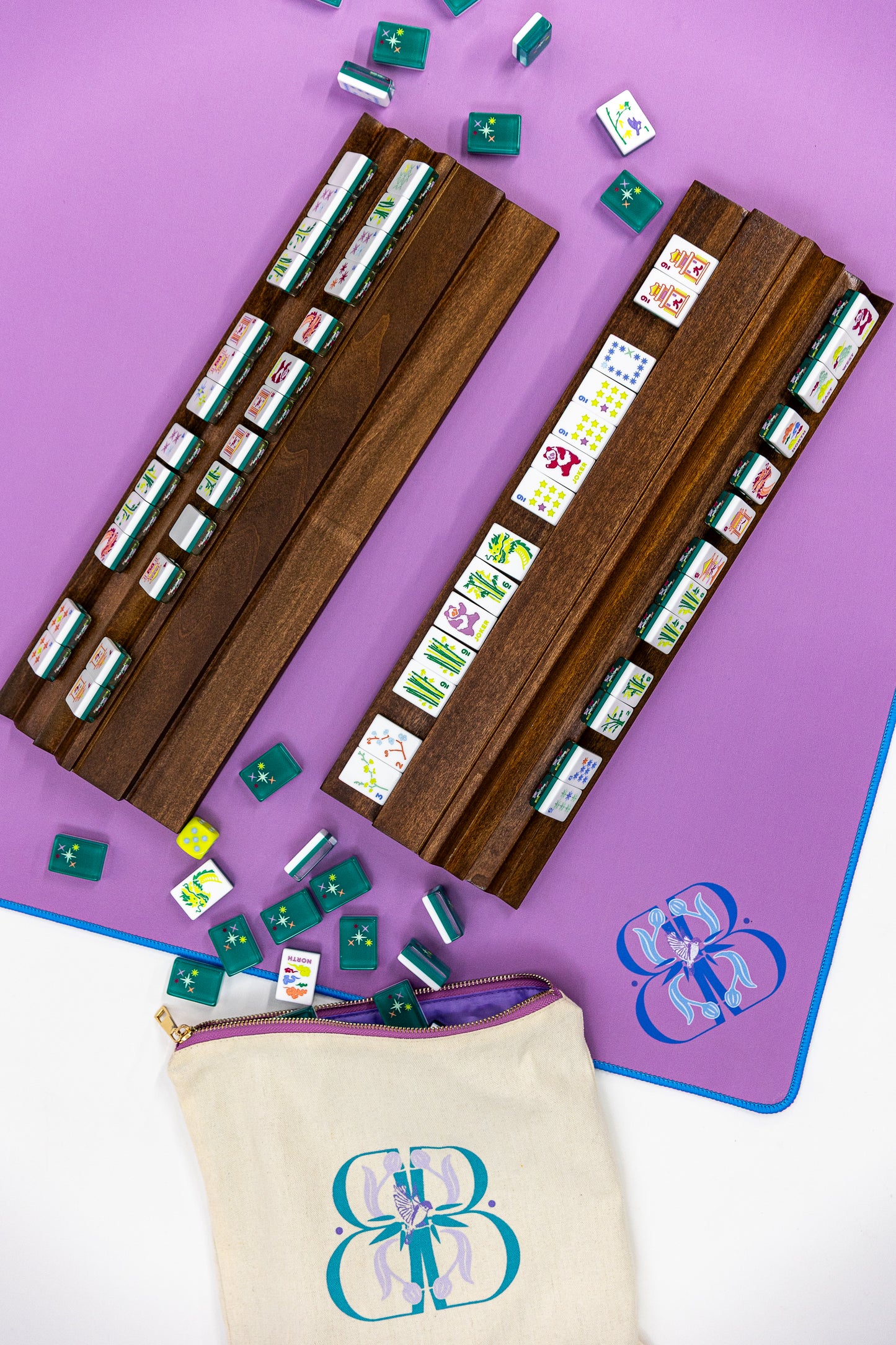 Two Player Wood Mahjong Racks