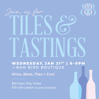 Tiles & Tastings Event - Wed., Jan. 21