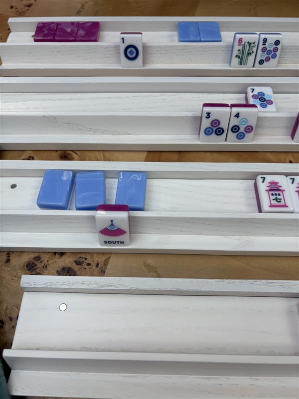 Imperfect White Wooden Mahjong Rack & Pusher Set (FINAL SALE)