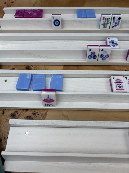 Imperfect White Wooden Mahjong Rack & Pusher Set (FINAL SALE)