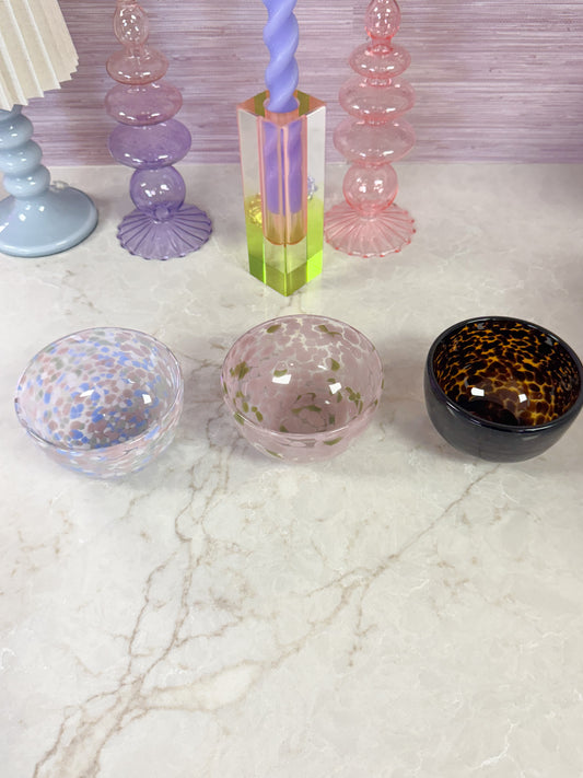 Hand Blown Glass Snack Bowls (set of 2)